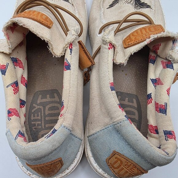 Hey Dude Wally Americana Flag Mens Size 9 Beige Casual Shoes Walking Comfort main image 6